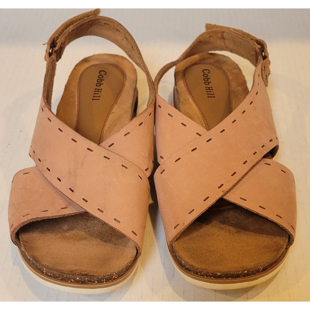Cobb Hill May Women's Sandals Criss Cross Nubuck Sling Back Tan Leather Size 6